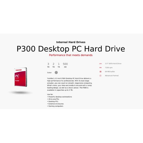 Toshiba P300 Desktop PC Hard Drive   X300 Performance Hard Drive - 3.5   SATA 7200rpm Fashion