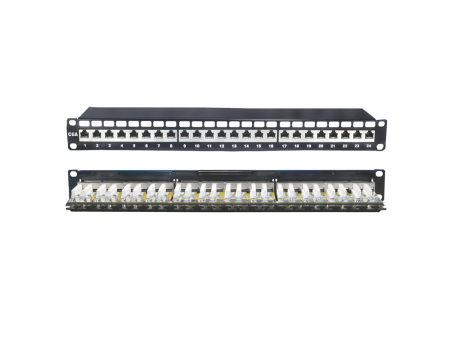 AMPCOM Industrial Series CAT6 24 Ports Patch Panel, Rack Mount - 1U, 19 inch, RJ45 Ethernet Online Sale