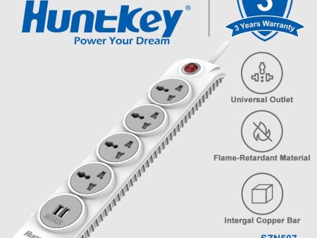 Huntkey 4 Universal Sockets 2 Usb Ports Double Break Safety SZN507 Online Hot Sale