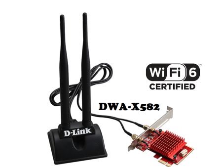 D-Link DWA-X582 AX3000 Wi-Fi 6 PCle Adapter with Bluetooth 5.1 For Discount