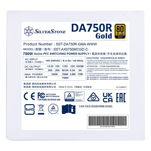 SilverStone DA750R-GMA   DA750R-GMA-WWW Gold 80 PLUS Gold 750W ATX 3.0 & PCIe 5.0 Fully Modular Power Supply For Cheap