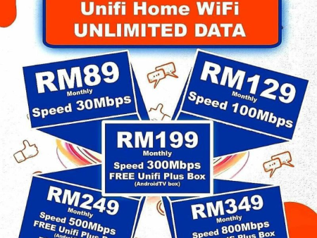 Unifi Home Fibre Unlimited Quota Plan 30Mpbs 100Mpbs 300Mpbs 500Mpbs 800Mpbs on Sale