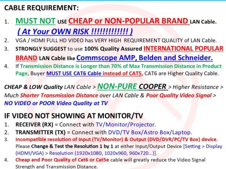 VGA EXTENDER 100M OVER LAN CAT5E   CAT6 CABLE 1080P FULL HD Hot on Sale