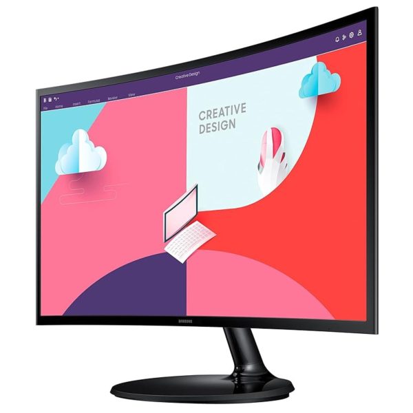 Samsung 24-Inch(59.8cm) FHD, 75 Hz, 1800R Curved 1,920 X 1,080 LED Monitor, VA Panel, Slim Design, AMD Freesync, Game Mode, Flicker Free, HDMI, Audio Port Black (New Sealed Box) Fashion